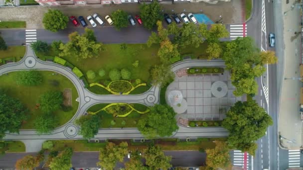 Downtown Park Solidarnosci Elk Aerial View Poland Vysoce Kvalitní Záběry — Stock video