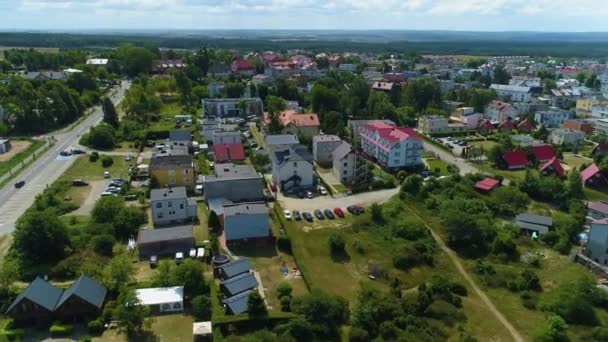 Όμορφα Σπίτια Τοπίο Jastrzebia Gora Piekny Krajobraz Aerial View Πολωνία — Αρχείο Βίντεο