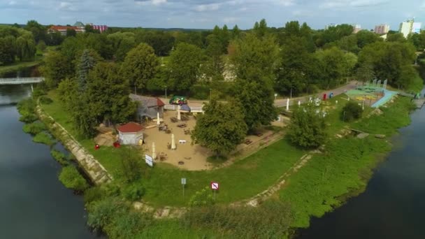 Park Island Pila Park Wyspie Brda River Aerial View Polonia — Video Stock