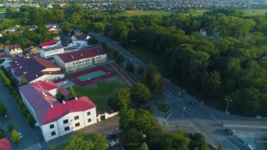 Varşova Caddesi Biala Podlaska Parkı Radziwillow Hava Görüntüsü Polonya. Yüksek kalite 4k görüntü