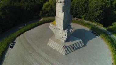 Westerplatte Anıtı Gdansk Pomnik Hava Görüntüsü Polonya. Yüksek kalite 4k görüntü