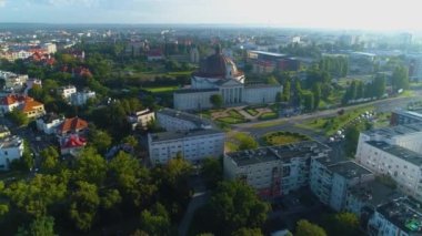 Roma Katolik Bazilikası Bydgoszcz Bazylika Hava Görüntüsü Polonya. Yüksek kalite 4k görüntü