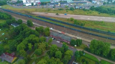 Tren İstasyonu Suwalki Dworzec Kolejowa Hava Görüntüleme Polonya. Yüksek kalite 4k görüntü