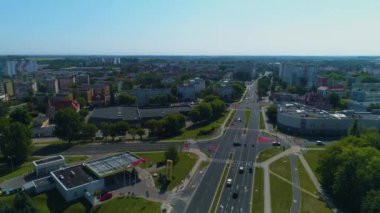 Kaczynskiego Caddesi Güzel Panorama Lubin Widok Hava Görüntüsü Polonya. Yüksek kalite 4k görüntü