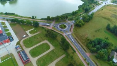 Rondo Arcadia Lagoon Suwalki Zalew Arkadia Hava Görüntüsü Polonya. Yüksek kalite 4k görüntü