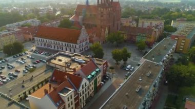 Güzel Stargard Marketi Miasto Rynek Hava Görüntüsü Polonya. Yüksek kalite 4k görüntü