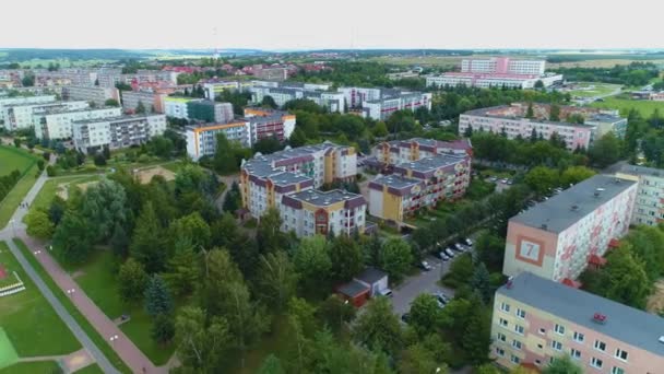 Panorama Apartamenty Lomza Bloki Krajobraz Widok Lotu Ptaka Polska Wysokiej — Wideo stockowe