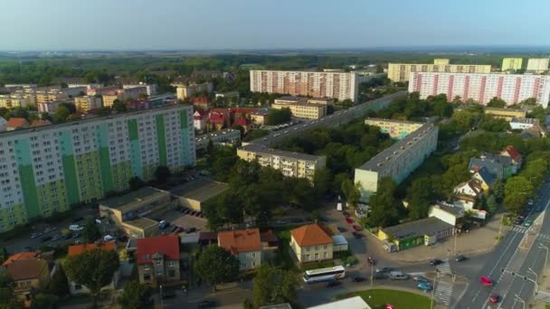 Panorama Apartments Blocks Estate Stargard Osiedle Domy Vista Aérea Polónia — Vídeo de Stock