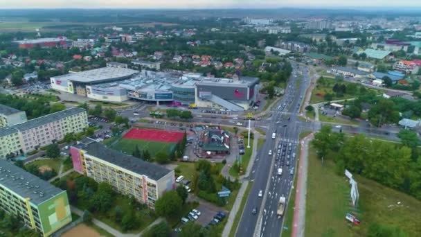 Bevásárlóközpont Mall Suwalki Plaza Galeria Aerial View Lengyelország Kiváló Minőségű — Stock videók