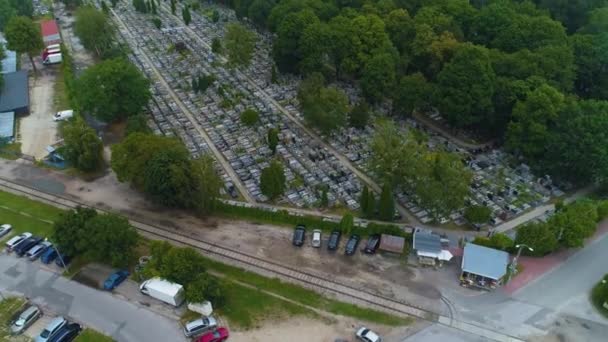 Cemetery Pruszkow Cmentarz Aerial View Polen Hoge Kwaliteit Beeldmateriaal — Stockvideo