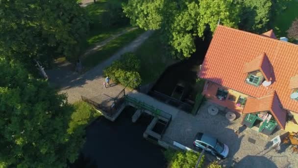 Wassermühle Park Starowiejski Rumia Mlyn Wodny Luftaufnahme Polen Hochwertiges Filmmaterial — Stockvideo