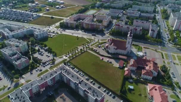 Roma Katolik Kilisesi Lomza Kosciol Hava Manzarası Polonya Yüksek Kalite — Stok video