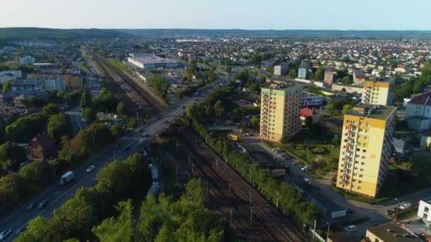 Panorama Sokağı Sobieskiego Zler Rumia Krajobraz Hava Görüntüsü Polonya Yüksek — Stok video