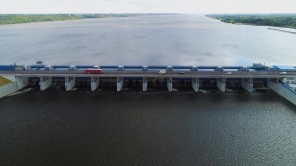 Dam River Vistula Wloclawek Zapora Wisla Krajobraz Vista Aérea Polônia — Vídeo de Stock