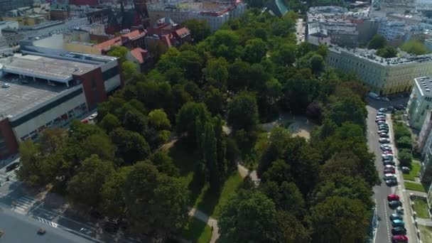 Plac Andersa Tér Szczecin Park Aerial View Lengyelország Kiváló Minőségű — Stock videók