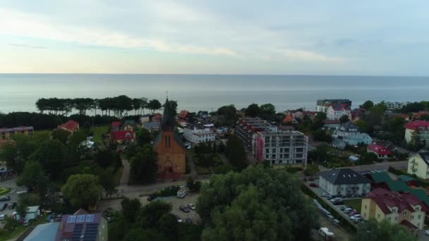 Panorama Baltic Sea Ustronie Morskie Morze Baltycki Aerial View Polsko — Stock video