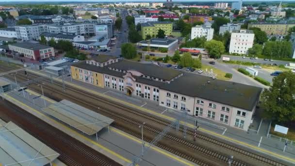Železniční Stanice Siedlce Dworzec Kolejowy Aerial View Polsko Vysoce Kvalitní — Stock video
