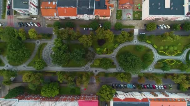 Downtown Park Solidarnosci Elk Aerial View Poland High Quality Footage — Stock Video