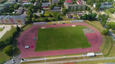 Stadyum Osir Siedlce Stadyumu Hava Görüntüsü Polonya. Yüksek kalite 4k görüntü