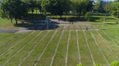 Anıt Park Rumia Parkı Pamieci Pomnik Hava Manzarası Polonya. Yüksek kalite 4k görüntü