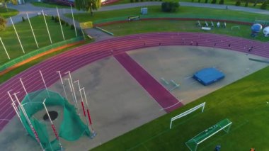 Elana Club Stadyumu Torun Stadyumu Klubu Sportowego Hava Manzarası Polonya. Yüksek kalite 4k görüntü