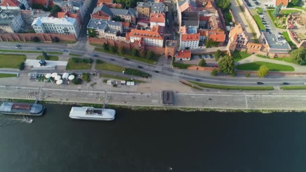 维斯瓦河上的游行示威托伦 普罗梅纳达 维斯拉 布尔沃航观波兰 高质量的4K镜头 — 图库视频影像