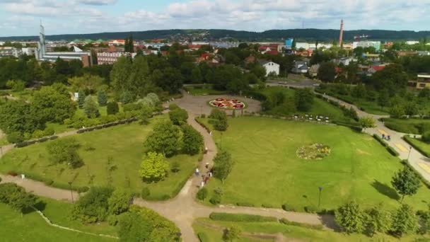 Park Wladyslawa Lokietka Wloclawek Downtown Aerial View Polen Hochwertiges Filmmaterial — Stockvideo