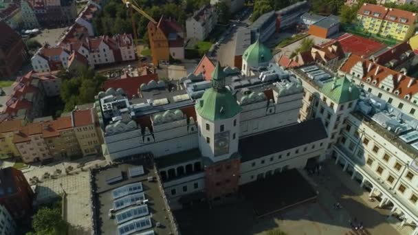 Pomeranian Dukes Castle Szczecin Zamek Ksiazat Pomorskich Aerial View Polsko — Stock video