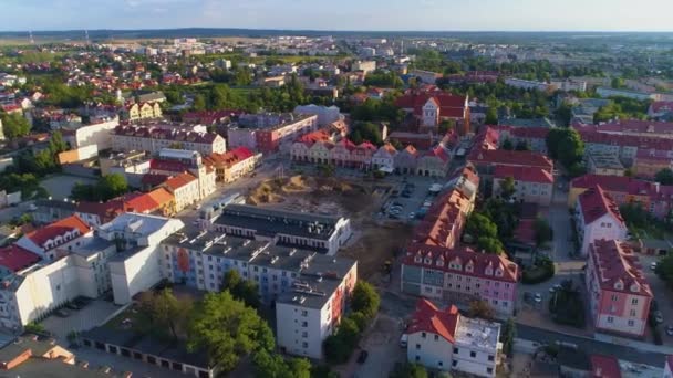 Old Town Market Lomza Stare Miasto Rynek Aerial View Poland — Stock video