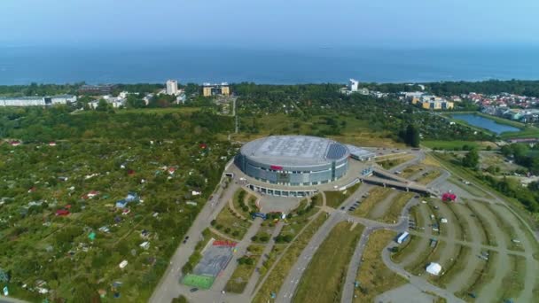 Beautiful Ergo Arena Gdansk Sports Hall Panorama Aerial View Poland — Stock Video