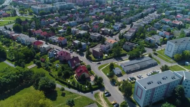 Panorama Cottages Lubin Domy Krajobraz Aerial View Polsko Vysoce Kvalitní — Stock video