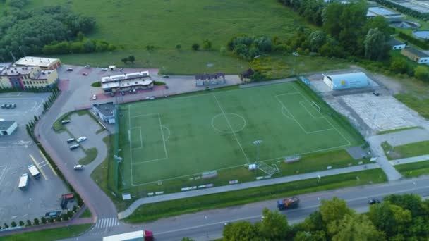 Football Field Mosir Lomza Boisko Orzel Aerial View Poland High — Stock Video