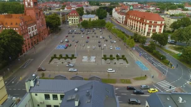 Victory Square Slupsk Plac Zwyciestwa Flygfoto Polen Högkvalitativ Film — Stockvideo