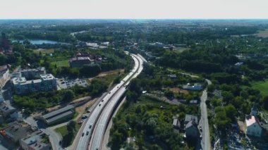 Panorama Jelonek Gniezno Gezioro Gölü Hava Görüntüsü Polonya. Yüksek kalite 4k görüntü