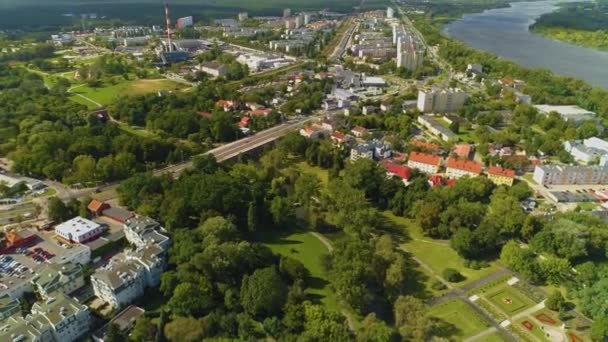 Beautiful Landscape Wloclawek Piekny Krajobraz River Cistula Wisla Aerial View — стокове відео