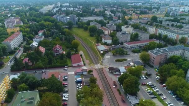 Panorama Train Tracks Pruszkow Osiedle Tory Aerial View Polsko Vysoce — Stock video