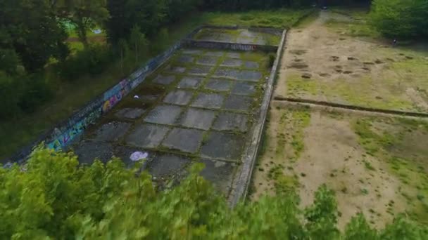 Wjherowo Ruiny Basenu Odkrytego Aerial View Poland游泳池高质量的4K镜头 — 图库视频影像