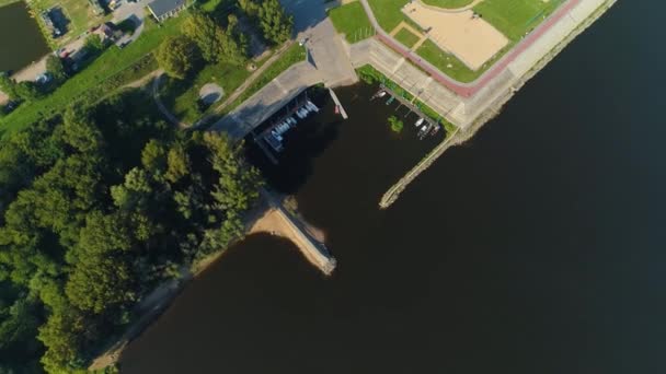Marina Torun Przystan River Vistula Wisla Vista Aérea Polonia Imágenes — Vídeo de stock