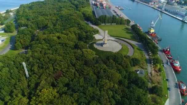 Landscape Westerplatte Monument Gdansk Pomnik Aerial View Poland Кадри Високої — стокове відео