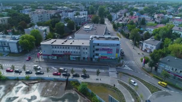 Obchody Downtown Otwock Sklepy Aerial View Polsko Vysoce Kvalitní Záběry — Stock video