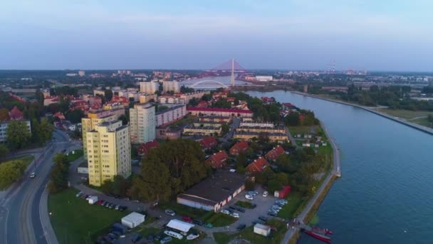 Panorama Ölü Vistula Köprüsü Gdansk Martwa Wisla Hava Görüntüsü Polonya — Stok video