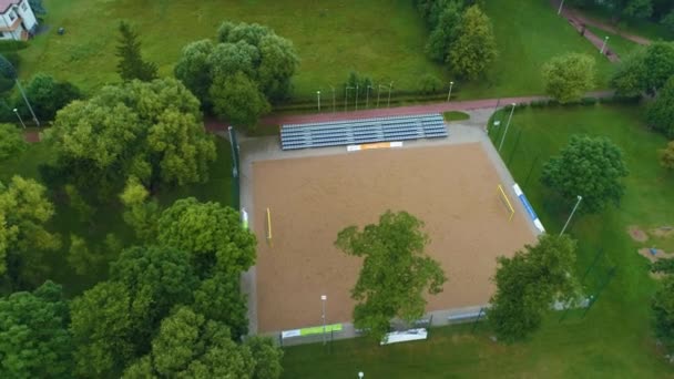 Volleyball Field Suwalki Boisko Plazowka Aerial View Poland High Quality — Stock Video
