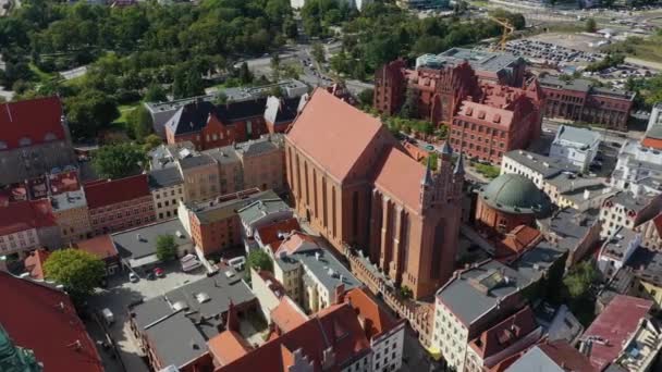 大教堂旧城托伦 卡泰德拉 斯塔雷 米阿斯托 波兰航空观 高质量的4K镜头 — 图库视频影像