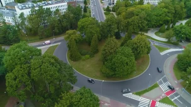 Rondo Plac Katynski Bialystok Aerial View Lengyelország Kiváló Minőségű Felvételek — Stock videók