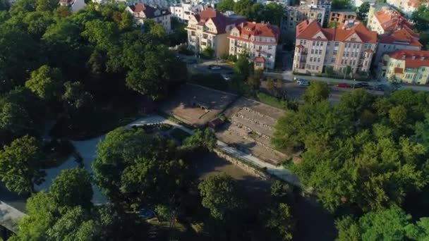 Beautiful Park Torun Aerial View Poland Кадри Високої Якості — стокове відео