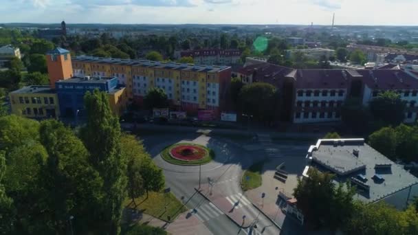 Rondo Puppet Theater Lomza Teatr Lalki Aerial View Polen Hoge — Stockvideo