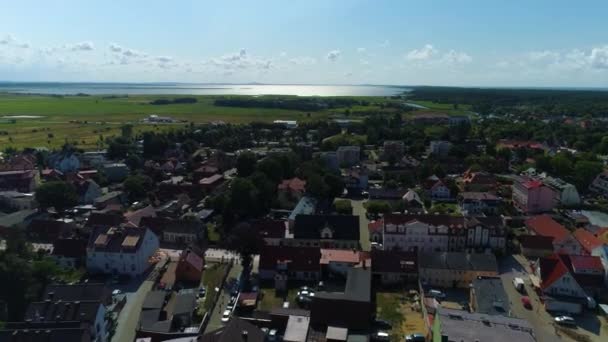 Vackra Landskap Leba Piekny Krajobraz Antenn View Poland Högkvalitativ Film — Stockvideo