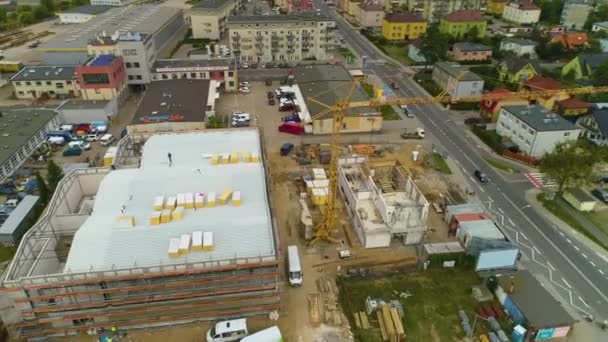 Будівництво Wejherowo Budowa Budynku Aerial View Poland Кадри Високої Якості — стокове відео