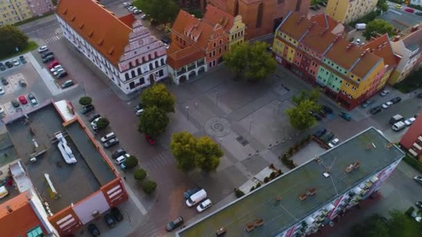 Gyönyörű Óvárosi Piac Stargard Stare Miasto Rynek Aerial View Lengyelország — Stock videók