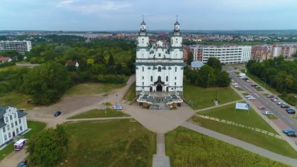 Ρωμαιοκαθολική Εκκλησία Bialystok Kosciol Aerial View Πολωνία Υψηλής Ποιότητας Πλάνα — Αρχείο Βίντεο